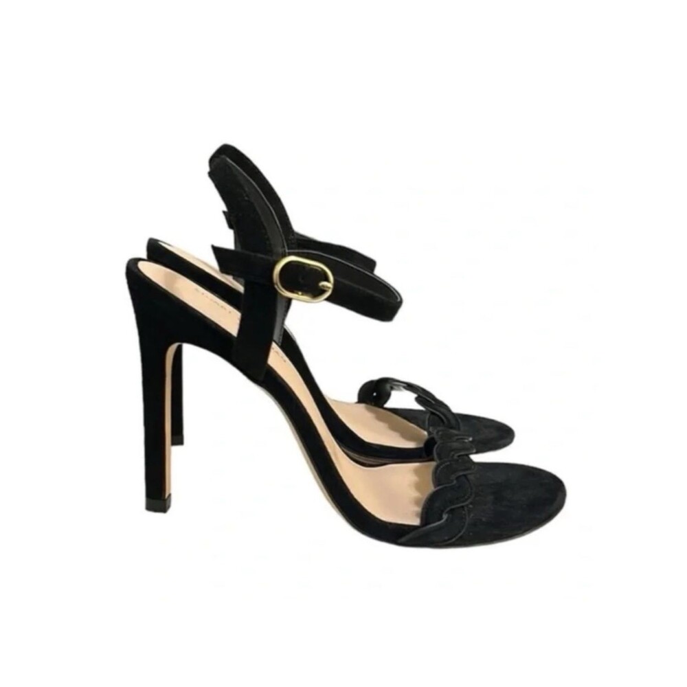 Stuart Weitzman Black Dancer Twistie 100 Suede Sandals Size 7.5